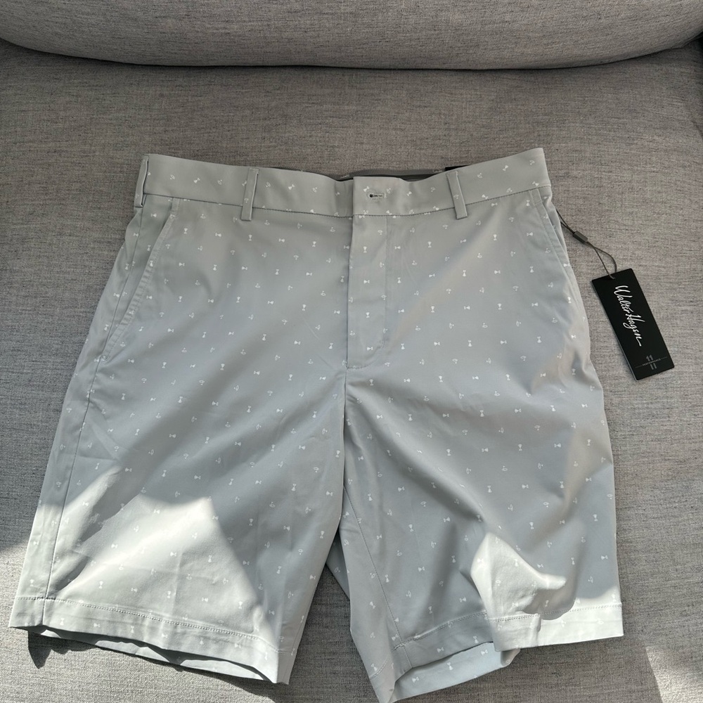 NWT Walter Hagen Golf Shorts W34 10” inseam Wrinkle Resistant - Grey Tiny Icons